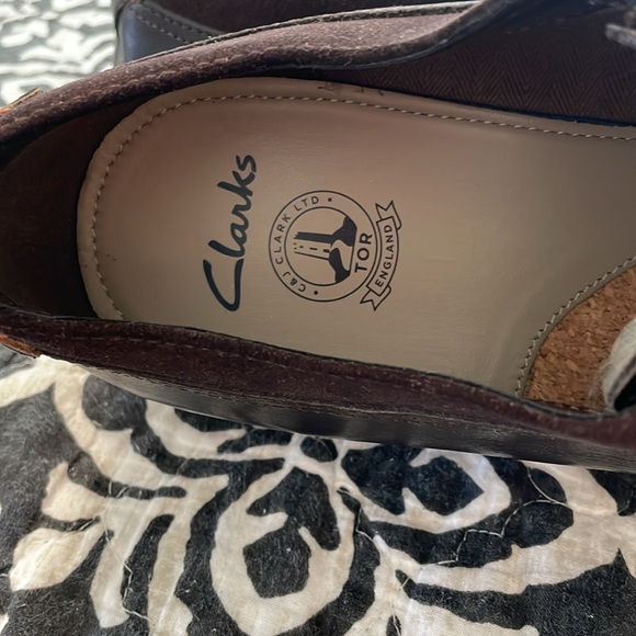 Men’s Dark Brown Leather and Suede Size 13 Clarks Lace-up with Tan Leather Trim - Picture 7 of 9